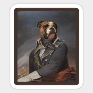 Oil Painting Soldier Dog Portrait Sticker